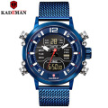 KADEMAN 9071 Creative LED Digital Watch Dual Display Fashion Sport Watches Quartz Male Clock Stainless Steel Relogio Masculino